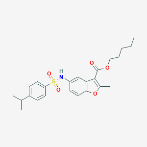 molecular formula C24H29NO5S B491582 Pentyl 5-{[(4-isopropylphenyl)sulfonyl]amino}-2-methyl-1-benzofuran-3-carboxylate CAS No. 518321-63-6