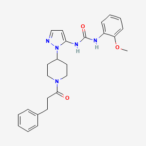 N-(2-methoxyphenyl)-N'-{1-[1-(3-phenylpropanoyl)-4-piperidinyl]-1H-pyrazol-5-yl}urea