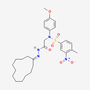 molecular formula C28H38N4O6S B4915955 N-[2-(2-cyclododecylidenehydrazino)-2-oxoethyl]-N-(4-methoxyphenyl)-4-methyl-3-nitrobenzenesulfonamide 