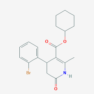 molecular formula C19H22BrNO3 B4915998 Cyclohexyl 4-(2-bromophenyl)-2-methyl-6-oxo-1,4,5,6-tetrahydropyridine-3-carboxylate 