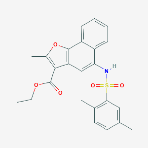 molecular formula C24H23NO5S B491600 Ethyl 5-{[(2,5-dimethylphenyl)sulfonyl]amino}-2-methylnaphtho[1,2-b]furan-3-carboxylate CAS No. 518320-88-2