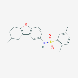 molecular formula C21H23NO3S B491601 2,5-二甲基-N-(8-甲基-6,7,8,9-四氢二苯并呋喃-2-基)苯磺酰胺 CAS No. 518320-85-9