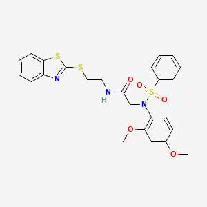 molecular formula C25H25N3O5S3 B4916039 N-[2-(1,3-BENZOTHIAZOL-2-YLSULFANYL)ETHYL]-2-[N-(2,4-DIMETHOXYPHENYL)BENZENESULFONAMIDO]ACETAMIDE 