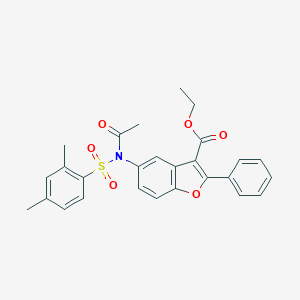 molecular formula C27H25NO6S B491604 Ethyl 5-{acetyl[(2,4-dimethylphenyl)sulfonyl]amino}-2-phenyl-1-benzofuran-3-carboxylate CAS No. 518321-08-9
