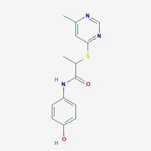 N-(4-hydroxyphenyl)-2-(6-methylpyrimidin-4-yl)sulfanylpropanamide