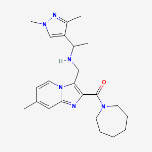 N-{[2-(1-azepanylcarbonyl)-7-methylimidazo[1,2-a]pyridin-3-yl]methyl}-1-(1,3-dimethyl-1H-pyrazol-4-yl)ethanamine