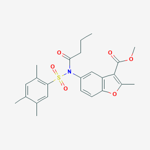 molecular formula C24H27NO6S B491620 Methyl 5-{butyryl[(2,4,5-trimethylphenyl)sulfonyl]amino}-2-methyl-1-benzofuran-3-carboxylate CAS No. 518319-96-5