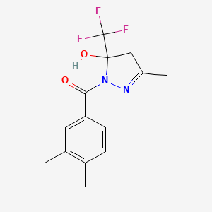 molecular formula C14H15F3N2O2 B4916205 1-(3,4-dimethylbenzoyl)-3-methyl-5-(trifluoromethyl)-4,5-dihydro-1H-pyrazol-5-ol 