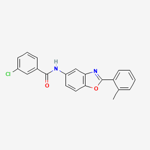 molecular formula C21H15ClN2O2 B4916242 3-chloro-N-[2-(2-methylphenyl)-1,3-benzoxazol-5-yl]benzamide 