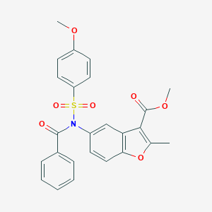 molecular formula C25H21NO7S B491626 methyl 5-(N-((4-methoxyphenyl)sulfonyl)benzamido)-2-methylbenzofuran-3-carboxylate CAS No. 518318-58-6