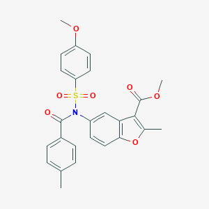 molecular formula C26H23NO7S B491627 methyl 5-(N-((4-methoxyphenyl)sulfonyl)-4-methylbenzamido)-2-methylbenzofuran-3-carboxylate CAS No. 518318-59-7