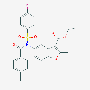 molecular formula C26H22FNO6S B491637 ethyl 5-(N-((4-fluorophenyl)sulfonyl)-4-methylbenzamido)-2-methylbenzofuran-3-carboxylate CAS No. 518319-10-3
