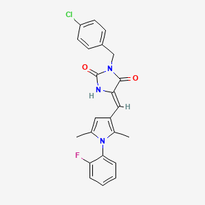 molecular formula C23H19ClFN3O2 B4916374 (5Z)-3-(4-chlorobenzyl)-5-{[1-(2-fluorophenyl)-2,5-dimethyl-1H-pyrrol-3-yl]methylidene}imidazolidine-2,4-dione 