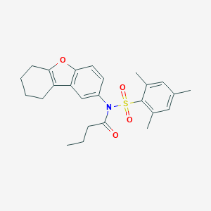molecular formula C25H29NO4S B491642 N-(6,7,8,9-tetrahydrodibenzofuran-2-yl)-N-(2,4,6-trimethylphenyl)sulfonylbutanamide CAS No. 518317-72-1