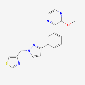 molecular formula C19H17N5OS B4916472 2-methoxy-3-(3-{1-[(2-methyl-1,3-thiazol-4-yl)methyl]-1H-pyrazol-3-yl}phenyl)pyrazine 