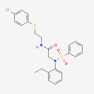 molecular formula C24H25ClN2O3S2 B4916479 N~1~-{2-[(4-chlorophenyl)thio]ethyl}-N~2~-(2-ethylphenyl)-N~2~-(phenylsulfonyl)glycinamide 