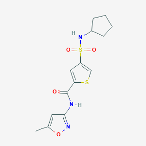 molecular formula C14H17N3O4S2 B4916531 4-(cyclopentylsulfamoyl)-N-(5-methyl-1,2-oxazol-3-yl)thiophene-2-carboxamide 