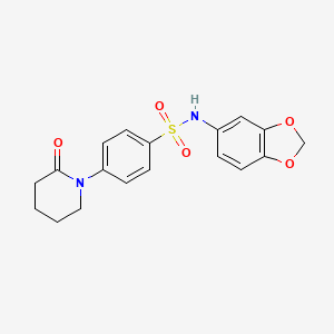 molecular formula C18H18N2O5S B4916556 N-1,3-benzodioxol-5-yl-4-(2-oxo-1-piperidinyl)benzenesulfonamide 