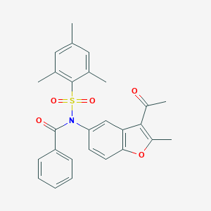 molecular formula C27H25NO5S B491657 N-(3-acetyl-2-methyl-1-benzofuran-5-yl)-N-benzoyl-2,4,6-trimethylbenzenesulfonamide CAS No. 518317-48-1
