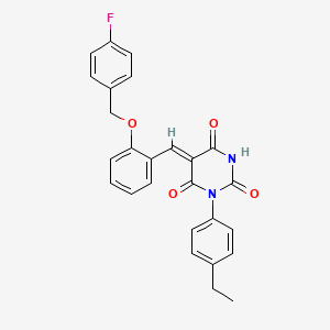 molecular formula C26H21FN2O4 B4916578 (5Z)-1-(4-ethylphenyl)-5-[[2-[(4-fluorophenyl)methoxy]phenyl]methylidene]-1,3-diazinane-2,4,6-trione 