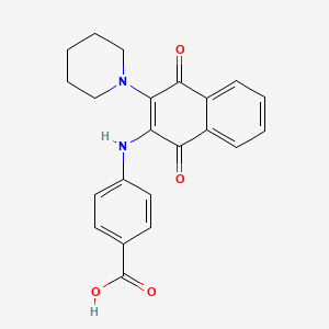 molecular formula C22H20N2O4 B4916690 4-{[1,4-dioxo-3-(1-piperidinyl)-1,4-dihydro-2-naphthalenyl]amino}benzoic acid 