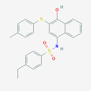 molecular formula C25H23NO3S2 B491671 4-ethyl-N-[4-hydroxy-3-(4-methylphenyl)sulfanylnaphthalen-1-yl]benzenesulfonamide CAS No. 518303-07-6