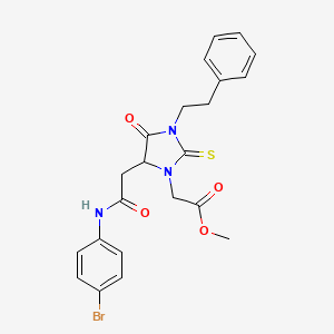 methyl [5-{2-[(4-bromophenyl)amino]-2-oxoethyl}-4-oxo-3-(2-phenylethyl)-2-thioxo-1-imidazolidinyl]acetate