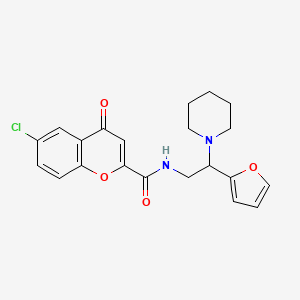 6-chloro-N-[2-(furan-2-yl)-2-(piperidin-1-yl)ethyl]-4-oxo-4H-chromene-2-carboxamide