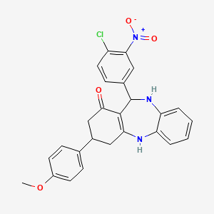 11-(4-chloro-3-nitrophenyl)-3-(4-methoxyphenyl)-2,3,4,5,10,11-hexahydro-1H-dibenzo[b,e][1,4]diazepin-1-one