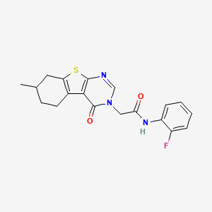 N-(2-fluorophenyl)-2-(7-methyl-4-oxo-5,6,7,8-tetrahydro-[1]benzothiolo[2,3-d]pyrimidin-3-yl)acetamide