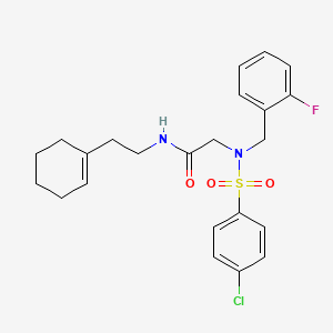 molecular formula C23H26ClFN2O3S B4916893 N~2~-[(4-chlorophenyl)sulfonyl]-N-[2-(cyclohex-1-en-1-yl)ethyl]-N~2~-(2-fluorobenzyl)glycinamide 