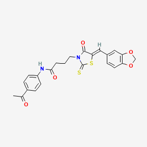 N-(4-acetylphenyl)-4-[5-(1,3-benzodioxol-5-ylmethylene)-4-oxo-2-thioxo-1,3-thiazolidin-3-yl]butanamide