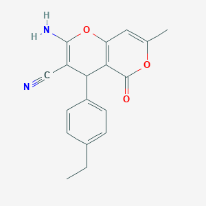 molecular formula C18H16N2O3 B4916921 2-amino-4-(4-ethylphenyl)-7-methyl-5-oxo-4H-pyrano[3,2-c]pyran-3-carbonitrile 