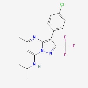 molecular formula C17H16ClF3N4 B4916956 3-(4-chlorophenyl)-5-methyl-N-(propan-2-yl)-2-(trifluoromethyl)pyrazolo[1,5-a]pyrimidin-7-amine 