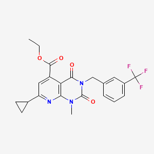 ETHYL 7-CYCLOPROPYL-1-METHYL-2,4-DIOXO-3-{[3-(TRIFLUOROMETHYL)PHENYL]METHYL}-1H,2H,3H,4H-PYRIDO[2,3-D]PYRIMIDINE-5-CARBOXYLATE