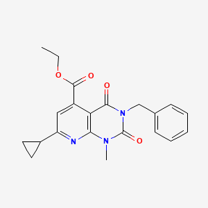 molecular formula C21H21N3O4 B4916989 ETHYL 3-BENZYL-7-CYCLOPROPYL-1-METHYL-2,4-DIOXO-1H,2H,3H,4H-PYRIDO[2,3-D]PYRIMIDINE-5-CARBOXYLATE 