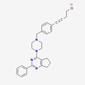 molecular formula C28H30N4O B4917069 4-(4-{[4-(2-phenyl-6,7-dihydro-5H-cyclopenta[d]pyrimidin-4-yl)-1-piperazinyl]methyl}phenyl)-3-butyn-1-ol 