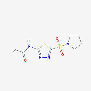 molecular formula C9H14N4O3S2 B4917070 N-[5-(Pyrrolidine-1-sulfonyl)-1,3,4-thiadiazol-2-YL]propanamide 