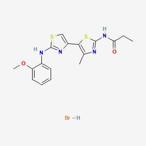 N-[5-[2-(2-methoxyanilino)-1,3-thiazol-4-yl]-4-methyl-1,3-thiazol-2-yl]propanamide;hydrobromide