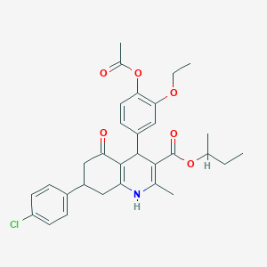 molecular formula C31H34ClNO6 B4917166 Butan-2-yl 4-[4-(acetyloxy)-3-ethoxyphenyl]-7-(4-chlorophenyl)-2-methyl-5-oxo-1,4,5,6,7,8-hexahydroquinoline-3-carboxylate 