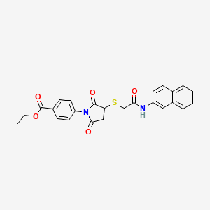 molecular formula C25H22N2O5S B4917256 Ethyl 4-(3-{[2-(naphthalen-2-ylamino)-2-oxoethyl]sulfanyl}-2,5-dioxopyrrolidin-1-yl)benzoate 