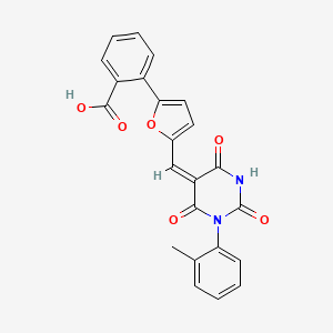 molecular formula C23H16N2O6 B4917276 2-[5-[(E)-[1-(2-methylphenyl)-2,4,6-trioxo-1,3-diazinan-5-ylidene]methyl]furan-2-yl]benzoic acid 