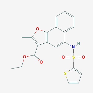 molecular formula C20H17NO5S2 B491732 Ethyl 2-methyl-5-(thiophene-2-sulfonamido)naphtho[1,2-b]furan-3-carboxylate CAS No. 518053-38-8