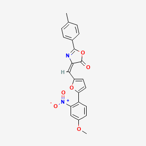 molecular formula C22H16N2O6 B4917321 4-{(E)-1-[5-(4-METHOXY-2-NITROPHENYL)-2-FURYL]METHYLIDENE}-2-(4-METHYLPHENYL)-1,3-OXAZOL-5(4H)-ONE 