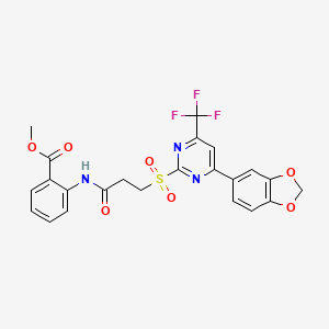 METHYL 2-(3-{[4-(2H-1,3-BENZODIOXOL-5-YL)-6-(TRIFLUOROMETHYL)PYRIMIDIN-2-YL]SULFONYL}PROPANAMIDO)BENZOATE