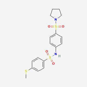 molecular formula C17H20N2O4S3 B4917349 4-(METHYLSULFANYL)-N-[4-(PYRROLIDINE-1-SULFONYL)PHENYL]BENZENESULFONAMIDE 