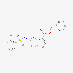 molecular formula C23H17Cl2NO5S B491735 Benzyl 5-{[(2,5-dichlorophenyl)sulfonyl]amino}-2-methyl-1-benzofuran-3-carboxylate CAS No. 518032-78-5