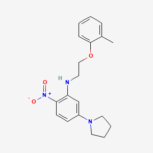 molecular formula C19H23N3O3 B4917421 N-[2-(2-methylphenoxy)ethyl]-2-nitro-5-(1-pyrrolidinyl)aniline 