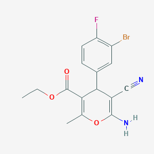 ethyl 6-amino-4-(3-bromo-4-fluorophenyl)-5-cyano-2-methyl-4H-pyran-3-carboxylate