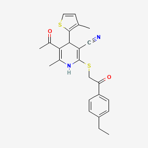 5-Acetyl-2-[2-(4-ethylphenyl)-2-oxoethyl]sulfanyl-6-methyl-4-(3-methylthiophen-2-yl)-1,4-dihydropyridine-3-carbonitrile